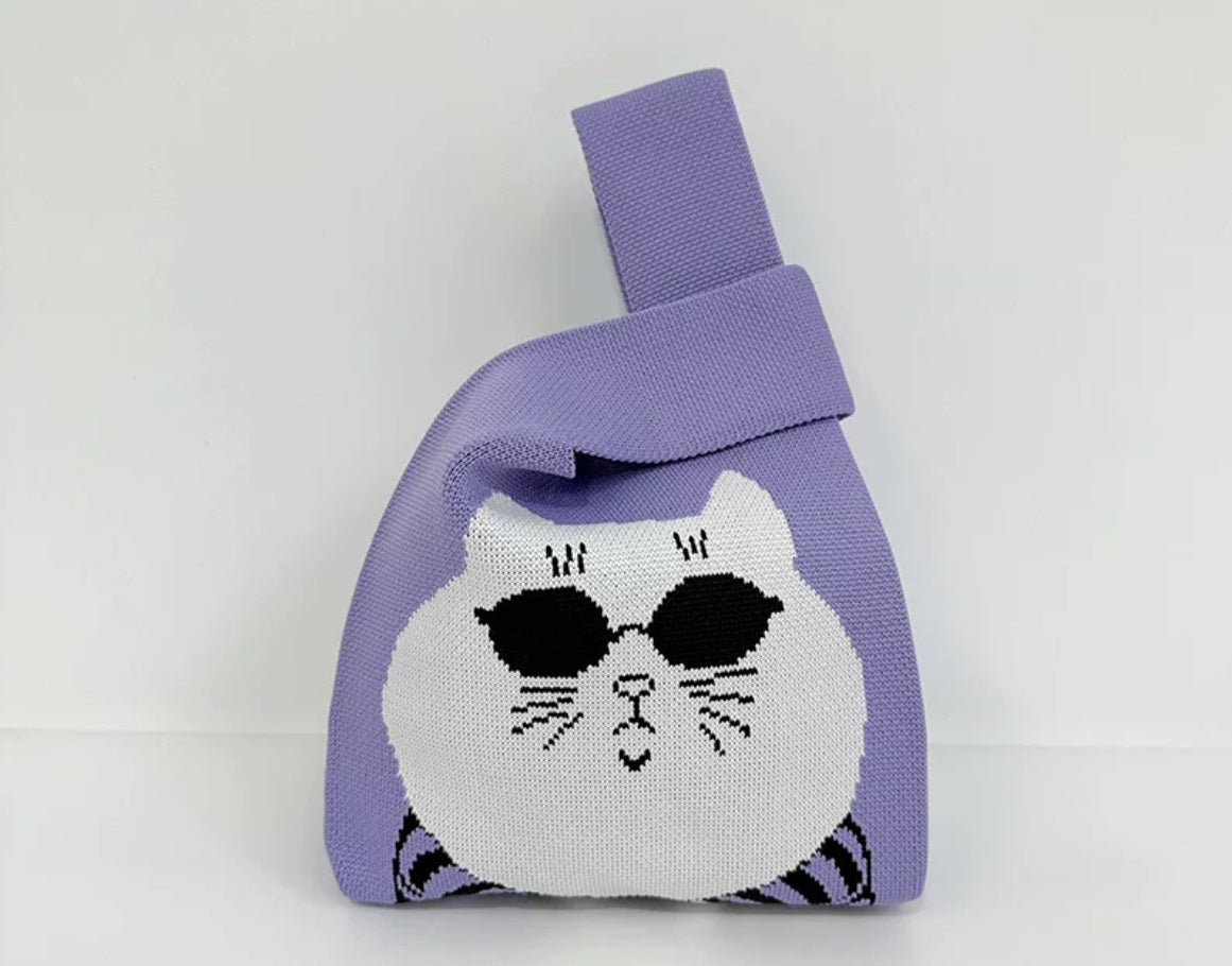 Sunglasses Cat Knitted Bag Tote Vest Bag