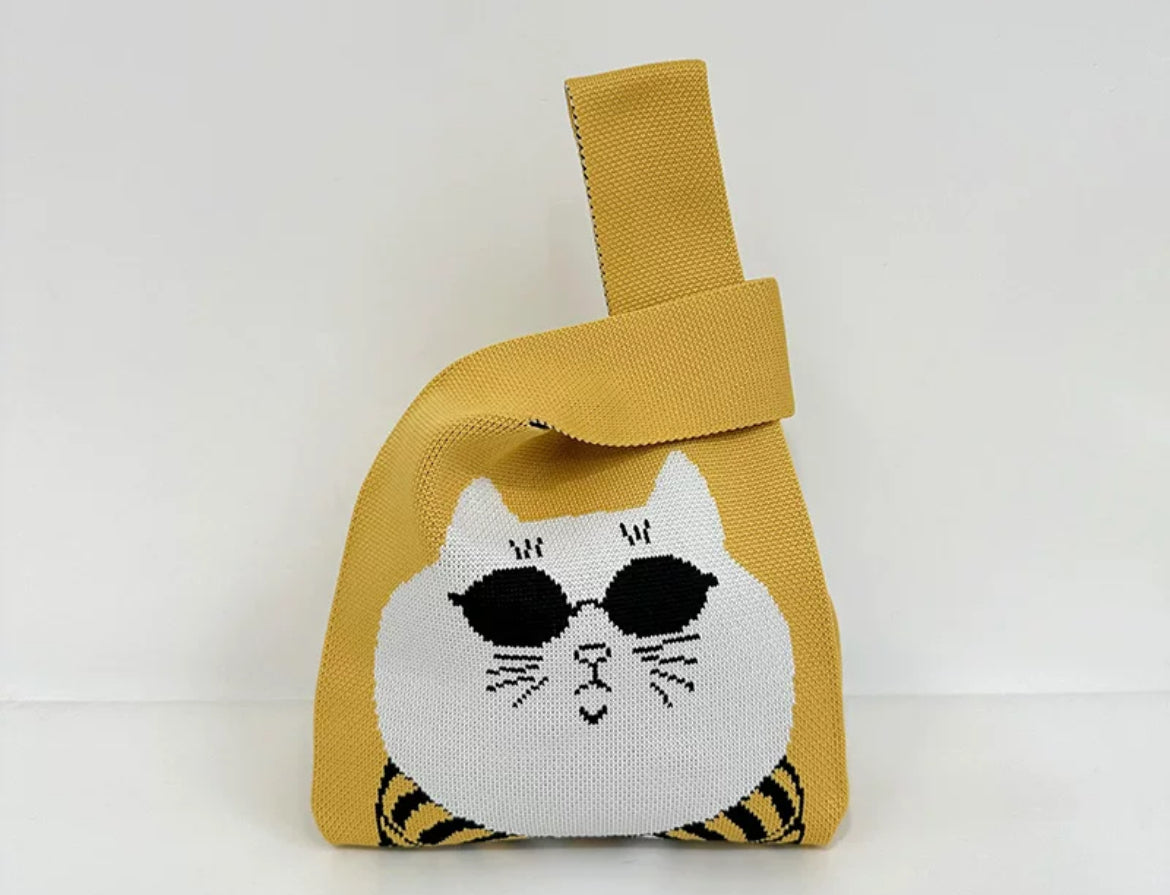 Sunglasses Cat Knitted Bag Tote Vest Bag