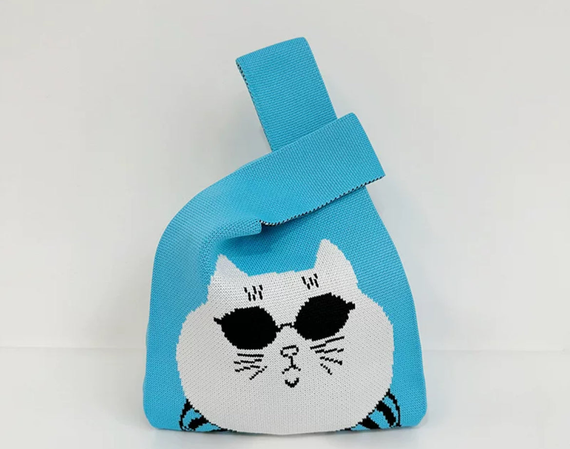 Sunglasses Cat Knitted Bag Tote Vest Bag